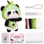 PATPAT® Needle Felting Kit,Needle Felting Kit for Beginners,Wool Needle Felting Beginner Kits with Colorful Wool,Felting Needles,Instructions,for Adults Beginner Supplies DIY (Avocado Panda)