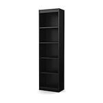 South Shore Furniture Axess 5-Shelf Narrow Bookcase, Pure Black