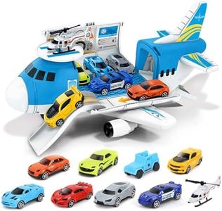 Airplane Toy Set Transport Cargo Plane Play Toy for 4 5 6 Years Old Boys Girls Kids,Aircraft Vehicle Toys with 8 Mini Cars and Helicopter