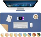 Giecy Desk Mat, Dual-Sided Natural Cork & PU Leather Desk Pad, Large Mousepad Extended Keyboard Mouse Pads Writing Mat for Home Office Working Gaming Computer, Laptop (Navy Blue, 90 x 43 cm)