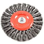 Forney 72749 Wire Wheel Brush, Twist Knot Crimped with 1/2-Inch and 5/8-Inch Arbor, 6-Inch-by-.020-Inch