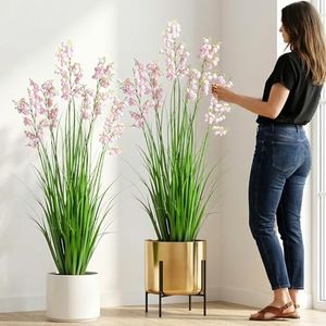 Ttranewsoo Green Onions Home Decor Fake Plants Lily of The Valley Snake Plant Home DéCor Accents Artificial Grass Room Decor Artificial Plants Indoor Artificial Grass 47" 2PCS(Pink)