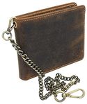 VISCONTI Leather Biker Wallet with Security Chain RFID Plus Tap and Go CHN Oil Tan