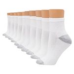 Hanes Women's 10-Pair Value Pack Ankle Socks, White, Large