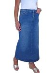 icecoolfashion Women's Very Stretchy Denim Maxi Skirt Ladies Casual Straight Long Jeans Skirt Mid Blue Faded 10-22 (16)