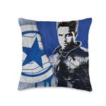 Marvel Falcon and The Winter Soldier Bucky Barnes Blue Throw Pillow, 16x16, Multicolor
