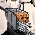 SlowTon Console Dog Car Seat, Pet Booster Seat for Car with Safety Belt and Soft Cushions, Anti-Collapse Center Console Dog Car Seat with Detachable Support Portable Dog Carriers for Small Dogs