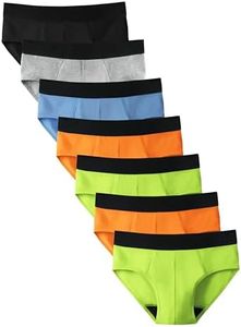 TIICHOO Boys Incontinence Underwear Reusable Cotton Absorbent Underwear for Kids 7 Pack (X-Large, Black/Gray/Blue/2 Orange/2 Neon Green)​
