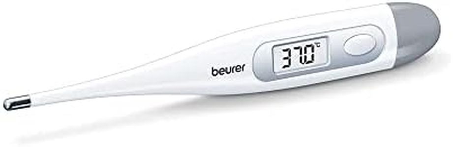Beurer FT-09 Digital Oral Thermometer for Fever | High Accuracy |Digital Display | Water Resistance - Color White, Glass and Plastic