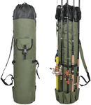 Fishing Rod Bag Pole Holder Fishing Rod Reel Case Waterproof Fishing Pole Storage Bag Backpack Carry Case Carrier Travel Bag Tackle Gear Organizer Fishing Gift (Green)