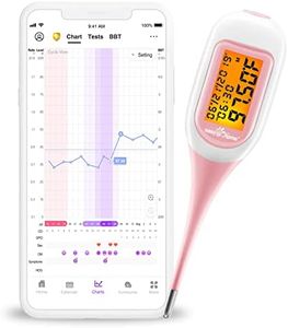 Easy@Home Thermomètre basal bluetooth suivi d'ovulation contrôle du cycle avec Premom APP Française (iOS et Android),1/100e de degré, thermomètre avec TBC Sync et rétroéclairage LCD-rose
