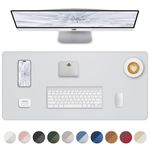 Leather Desk Pad Protector, Mouse Pad, Office Desk Mat, Non-Slip PU Leather Desk Blotter, Laptop Desk Pad, Waterproof Desk Writing Pad for Office and Home (White, 31.5" x 15.7")