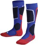 FALKE Unisex Kids SK2 Intermediate Ski Socks, Knee High, Medium Cushion, Warming, Breathable Quick Dry, Merino Wool, Blue (Cobalt Blue 6941), 7-9.5, 1 Pair