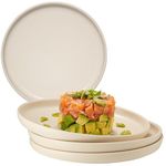 Mesa Uno by B Brilliant Ceramic Stoneware Dinner Plates Set of 4, Raised Rim Portuguese Ceramic Plates, Modern Simple Artisan Design - Oven & Microwave Safe Plates (White Matt, 6.7" Salad Plate)