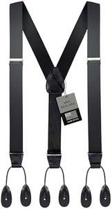 HOLD'EM 100% Silk Suspenders Men Y-Back Fancy Solid Button End-Black XL