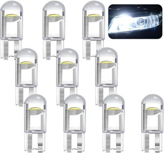 LED Light Bulb White 6000K Pack of 10, 168 2825 W5W T10 Wedge COB Bulbs Error Free for Car Dome Map Door Courtesy License Plate