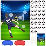 PLULON Soccer Party Games for Kids Pin The Soccer on the Goal Birthday Party Games Football Poster with 30 Pcs Soccer Ball Stickers for Soccer Birthday Party Supplies Classroom Family Activities