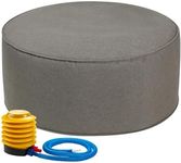 FUNHOME Inflatable Stool Ottoman Footrest with Handle, All Weather Footrest Seat with Foot Pump D20 xH9, Water Repellent Footstool Pouf for Home Patio Garden and Camping Use-Beige Coffee
