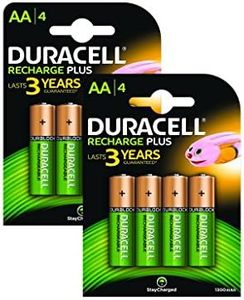 Duracell 1300mAh AA Size Rechargeable Batteries-Pack of 8