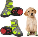 KUTKUT Booties for Hot Pavement, Hardwood Floor - Breathable Shoes for Small Medium Dogs With Reflective & Adjustable Strap Zipper - Antiskid Paw Protection Boots (Size: 4)