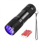 Lepro LE UV Torch, 9 LED 395nm Ultraviolet Flashlight, Blacklight Detector for Pet Urine, Stain, Bed Bugs and More, 3 AAA Batteries Included