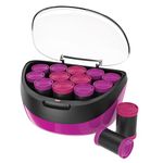 Remington Heated Hair Rollers (Set of 12 velvet flocked rollers in 2 jumbo sizes (35mm & 40mm), Ceramic and Ionic Technology, Wax core, 12 pins and clips included, pink/black) H5670