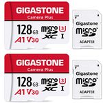 Gigastone 128GB 2-Pack Micro SD Card, Camera Plus, GoPro, Action Camera, Sports Camera, High Speed 100MB/s, 4K Video Recording, Micro SDXC UHS-I A1 V30 U3 Class 10