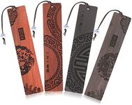 Vin beauty4PCS Wood Bookmark for Men Women Book Lovers, Handmade Natural Wooden Carving Book Mark Bookmarks,Traditional Style Book Marks Accessories,Birthday Present