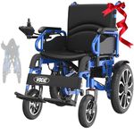 VOCIC Electric Wheelchair, Foldable Lightweight, Supports up to 150KG, 30KM Range, Outdoor Power Wheelchair with 40CM Pneumatic Tyres for All Terrains, Easy to Transport(Blue)