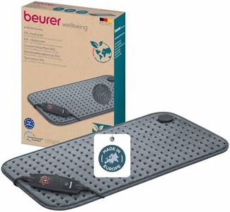 Beurer HK 123 Heizkissen, Made in Europe, Ober- und Unterseite aus 100% recyceltem Material, kuschelig weich, 60 x 30 cm, 6 Temperaturstufen und Abschaltautomatik, maschinenwaschbar, grau