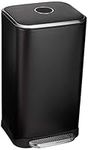 Amazon Basics 32L Trash Can with Steel Bar Pedal, Soft-Closing Mechanism for Home and Office Use - Rectangular, Black