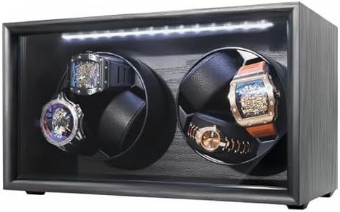 RYLENE Watch Winder for 6 Automatic Watches Watch Rotator for Rolex 4 Rotation Modes White Light, Watches Winder Box with Adapter Present for Man Quiet Mabuchi Motor