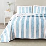 Casco Bay Coastal Collection 3 Piece Quilt Set with Shams. Reversible Beach Theme Bedspread Coverlet. Machine Washable. (King, Blue)