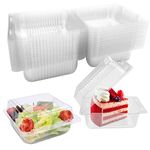 Maridergo 50 Pieces Single Individual Cake Slice Boxes, 4.2 Inch Dessert Containers Cheesecake Boxes Stackable Square Boxes Clear Food Boxes with Lids for Pastry, Salad, Cakes