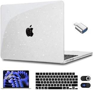 CISSOOK Clear Glitter Star Case for MacBook Air 15 Inch 2023 2024 Release A2941 M2 A3114 M3, Plastic Sparkly Hard Shell Case with Keyboard Cover USB Adapter for MacBook Air 15 M2 / M3 2023-2024