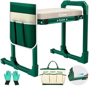 Saker Garden Kneeler and Seat Foldable Gardening Stool with Extendable Legs & Thickened Pad, Tool/Storage Bag, Heavy Duty Support for Elderly, Gardening, Outdoor Use