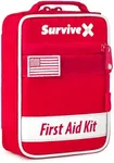 SurviveX Small First Aid Kit for Car, Travel & Home - Emergency Kit for Hiking, Camping, Backpacking and Outdoors - Includes Zip Stitch Wound Closure Strips - FSA HSA Approved