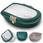 CAT CENTRE Jumbo Sifted Open Cats Litter Tray Green 59cm Scoopless Built-in Sieve Toilet Easy Access Extra Deep Box Simple Cleaning Durable Safe Plastic Premium Quality Made in Italy