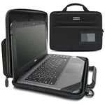 IBENZER EVA Stay-in Protective Case for 11" MacBook Air/Asus/Acer/Samsung/HP/Lenovo Chromebook Laptop, Hardshell Laptop Bag with ShoulderStrap+Handle+Pocket for K-12 Students,Work,Black, EVA-LSPK-BK