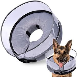 BARKLESS Dog Cone Collar, Inflatable Dog Cone After Surgery for Small Medium Large Dogs, Soft Dog Cone of Alternative with Enhanced Anti-Licking Guard Shield for Pets, Protective Dog Donut Collar