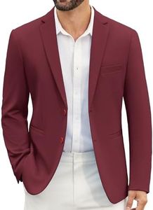 COOFANDY Men's Casual Blazer Slim Fit Suit Jackets Two Button Lightweight Knit Sport Coat, Burgundy, Small