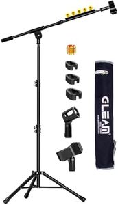 GLEAM Microphone Stand for Light Microphone under 0.45kg - Tripod Boom Arm Mic Stand with Carrying Bag, 2 Mic Clips and Screw Adapter Portable for Singing Performance Wedding Stage and Mic Mount