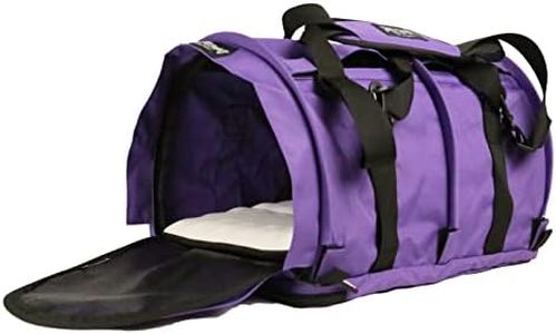 SturdiBag Large Pet Travel Carrier: Flexible Height for Cat and Dog Soft Sided with Safety Clips and Seatbelt Straps | Purple, 18" x 12" x 12" (PN: SB2-PRO-P)