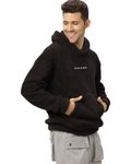 BE SAVAGE Sherpa Fabric Long Sleeves with Pocket Hooded Neck Baggy Woolen Savage Print Hoodie's for Men's (in, Alpha, S, Regular, Black)