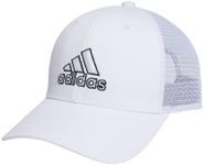 adidas Men's Mesh Back Structured Low Crown Snapback Adjustable Fit Cap, White/Black, One Size