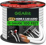 16AWG Speaker Wire, GearIT Pro Series 16 Gauge Speaker Wire Cable (100 Feet / 30.48 Meters) Great Use for Home Theater Speakers and Car Speakers, White