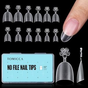 TOMICCA 510PCS French Short Oval Nail Tips, 12 Sizes Clear Matte Half Cover False Nail Tips, Artificial Soft Gel Fake Nails For Quickly Extend Nails, Nail Salons and DIY Home