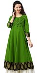 Yash Gallery Women's Cotton Slub Embroidered Angrakha Kurta for Women (271YK348GREEN_Green_X-Large)