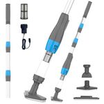 PoolyPoly Pool Vacuum Cleaner, 3 in 1 Electric Pool Hoover with Length Adjustable Handle, Rechargeable Vacuum for Spas, Hot Tubs, Small Pools, 90 Minutes Running Time, Grey