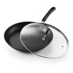 Cook N Home 02658 Nonstick Saute Fry Pan with Lid, 12 inches, Black